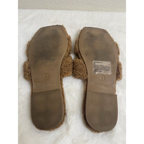 Steve Madden Slipper Slides Womens Size 6 Faux Fur Brown - Picture 5 of 6